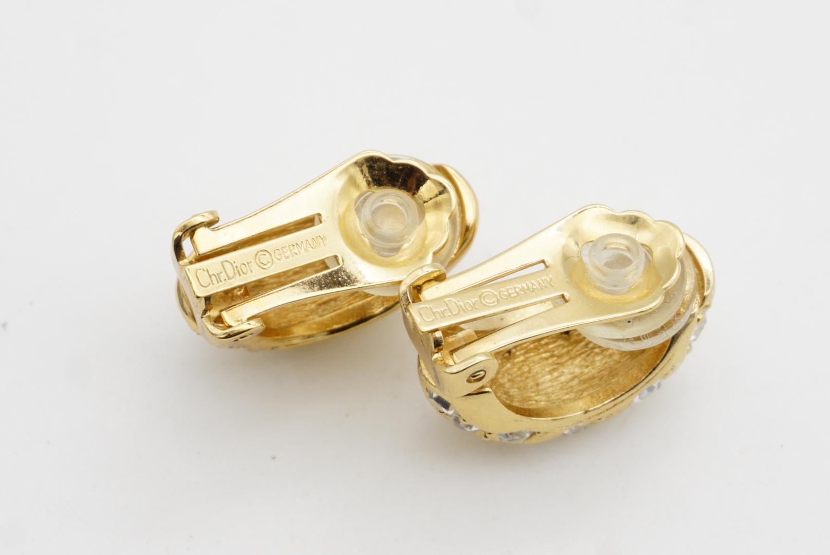 Christian Dior Vintage 1980er Jahre großer Kreis funkelnde Kristalle Dome Hoop Ohrringe im Angebot 6