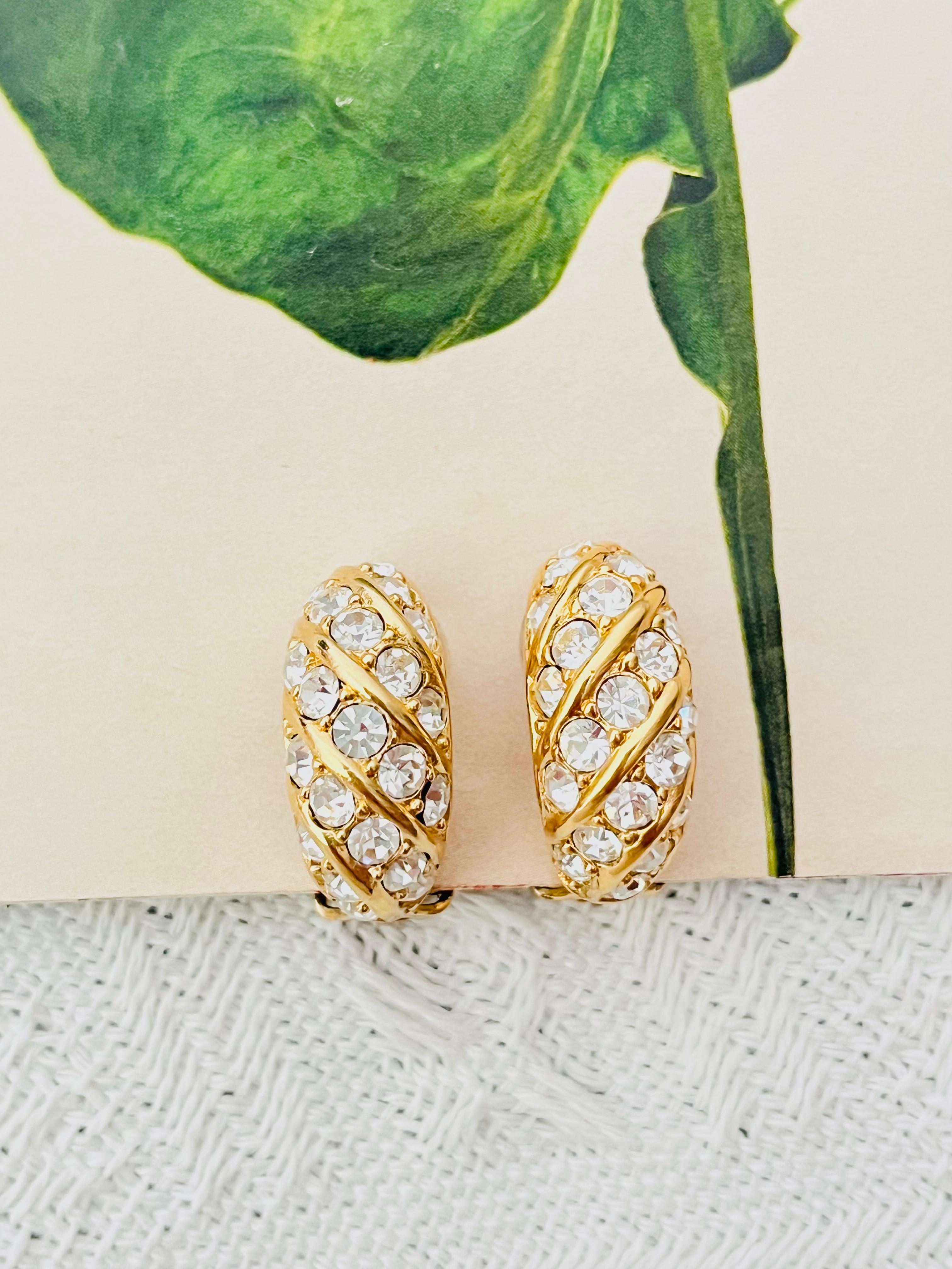 Christian Dior Vintage 1980er Jahre großer Kreis funkelnde Kristalle Dome Hoop Ohrringe im Zustand „Hervorragend“ im Angebot in Wokingham, England
