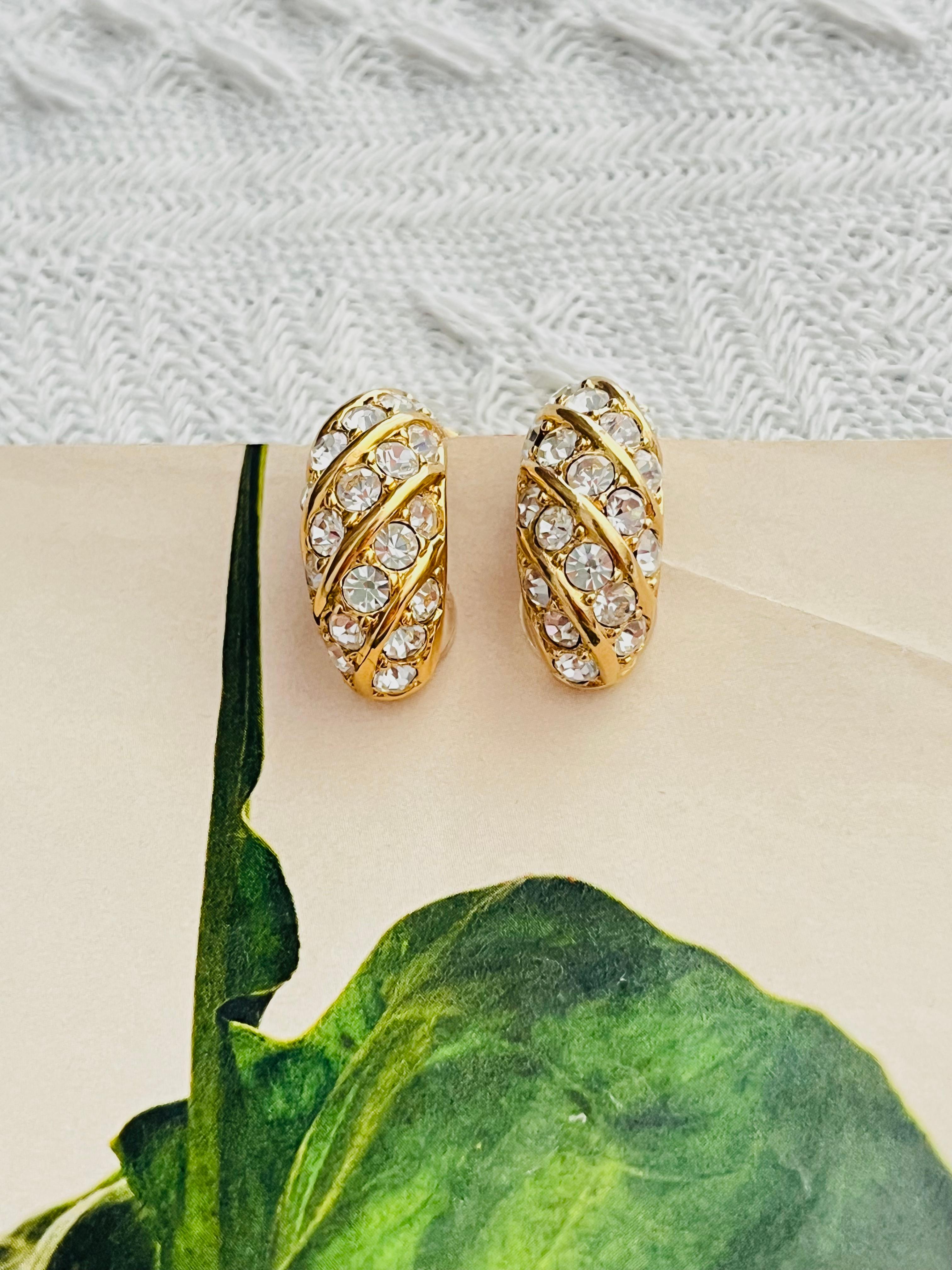 Christian Dior Vintage 1980er Jahre großer Kreis funkelnde Kristalle Dome Hoop Ohrringe für Damen oder Herren im Angebot