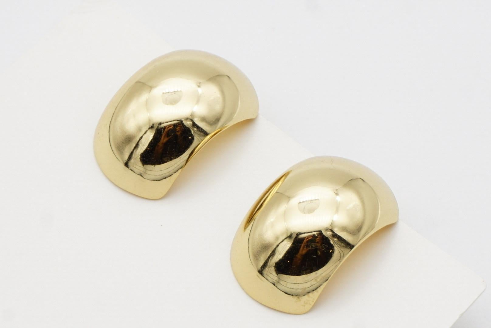 Christian Dior Vintage Años 80 Gran Cúpula Brillo Demi Aro Semicírculo Clip Pendientes en venta 5
