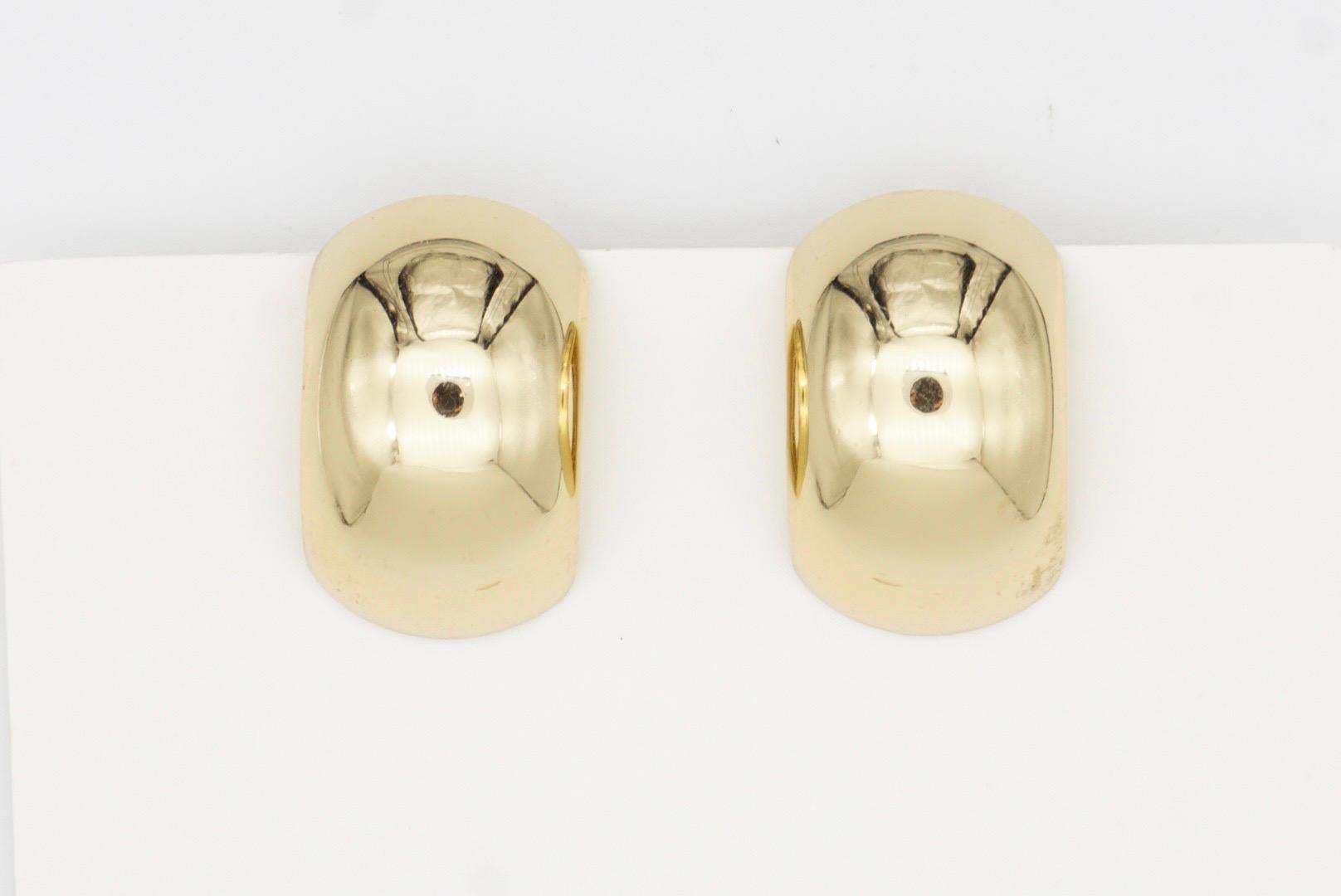 Christian Dior Vintage Años 80 Gran Cúpula Brillo Demi Aro Semicírculo Clip Pendientes en venta 3