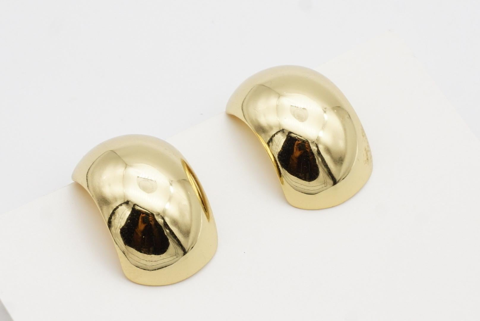 Christian Dior Vintage Años 80 Gran Cúpula Brillo Demi Aro Semicírculo Clip Pendientes en venta 4
