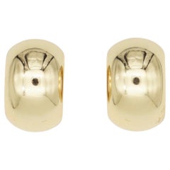 Christian Dior Vintage 1980s Large Dome Glow Demi Hoop Semicircle Clip Earrings