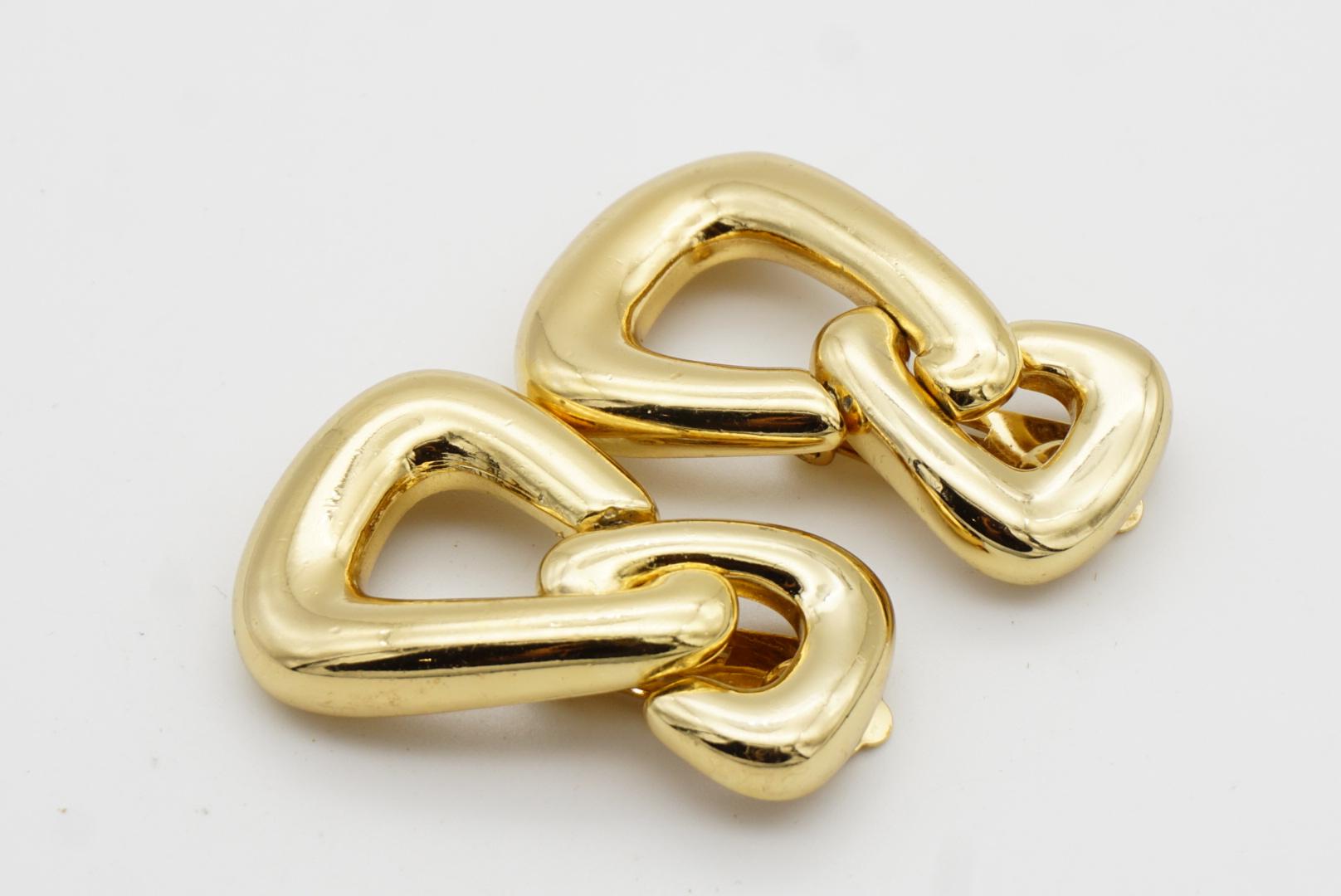 Christian Dior Vintage 1980s Large Double Triangle Hoop Chunky Drop Earrings For Sale 5