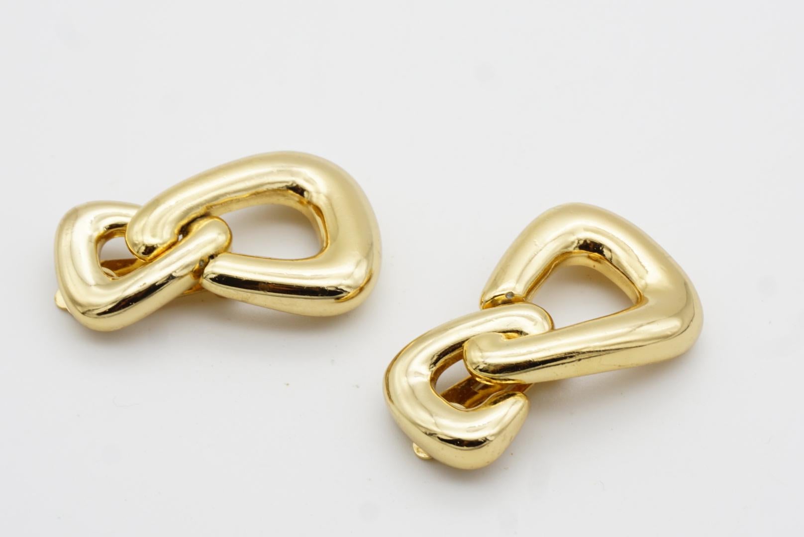 Christian Dior Vintage 1980s Large Double Triangle Hoop Chunky Drop Earrings For Sale 6