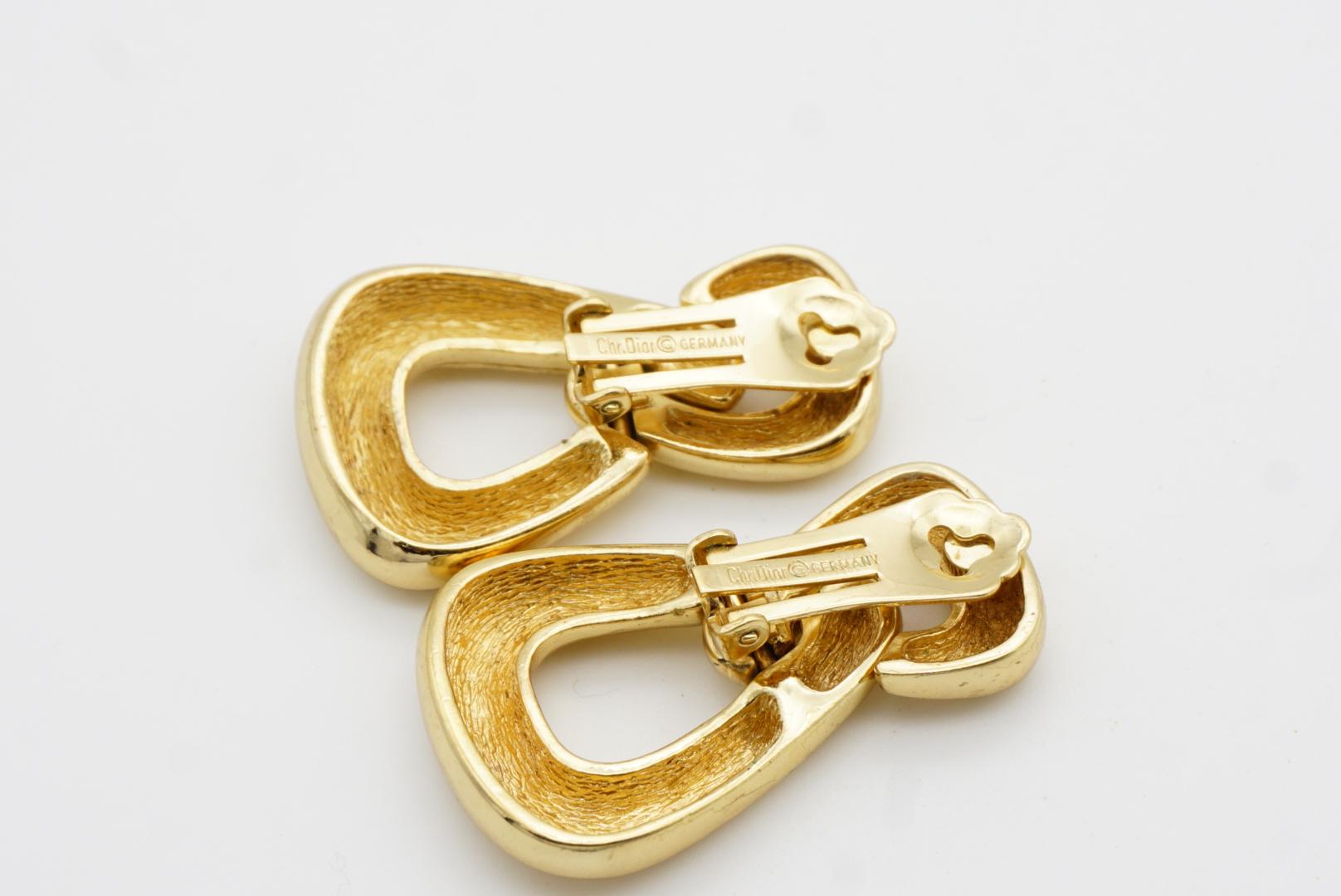 Christian Dior Vintage 1980s Large Double Triangle Hoop Chunky Drop Earrings For Sale 8