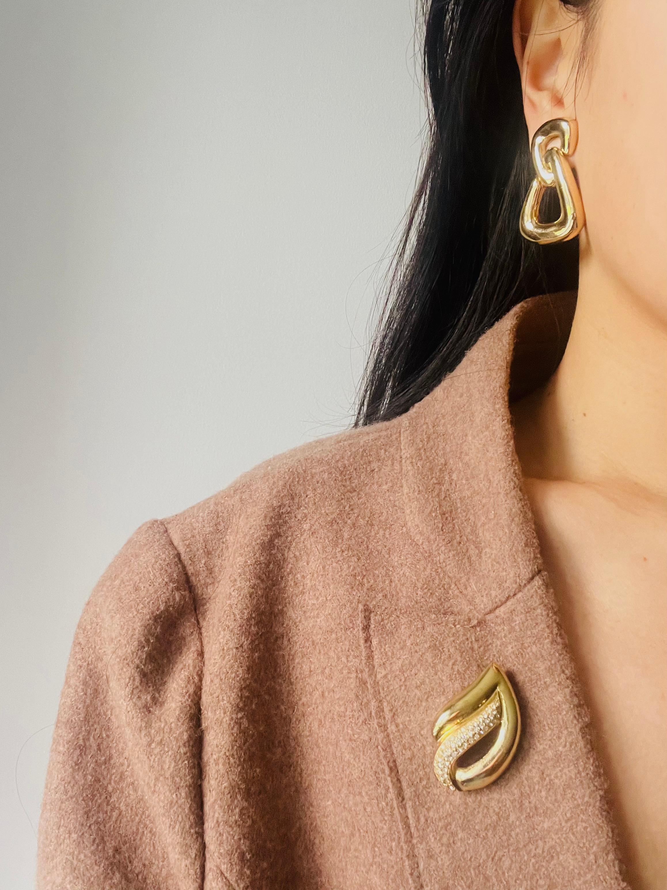 Christian Dior Vintage 1980s Large Double Triangle Hoop Chunky Drop Earrings For Sale 1