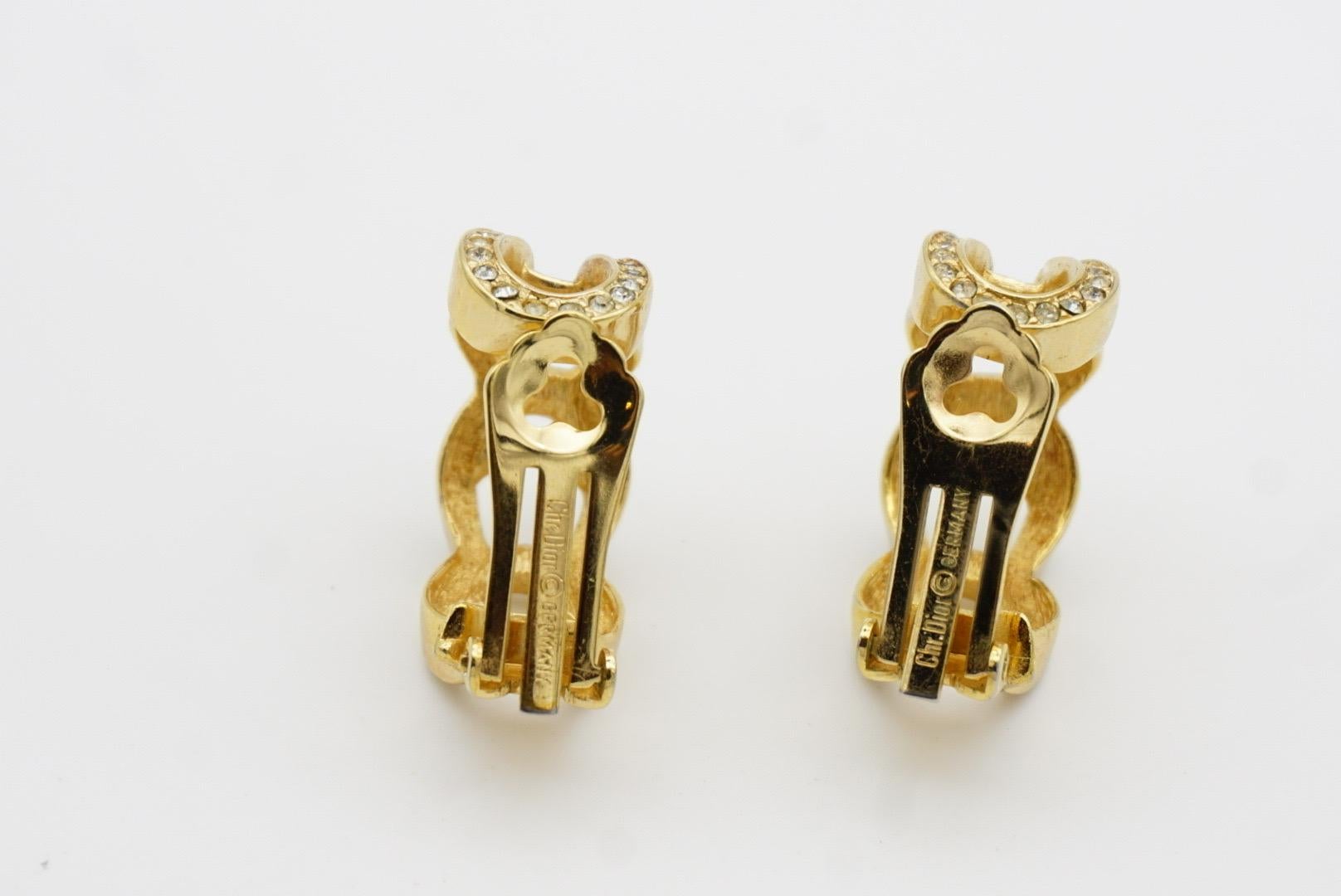 Christian Dior Vintage 1980s Large Four Interlocked Crystals Rope Clip Earrings For Sale 5