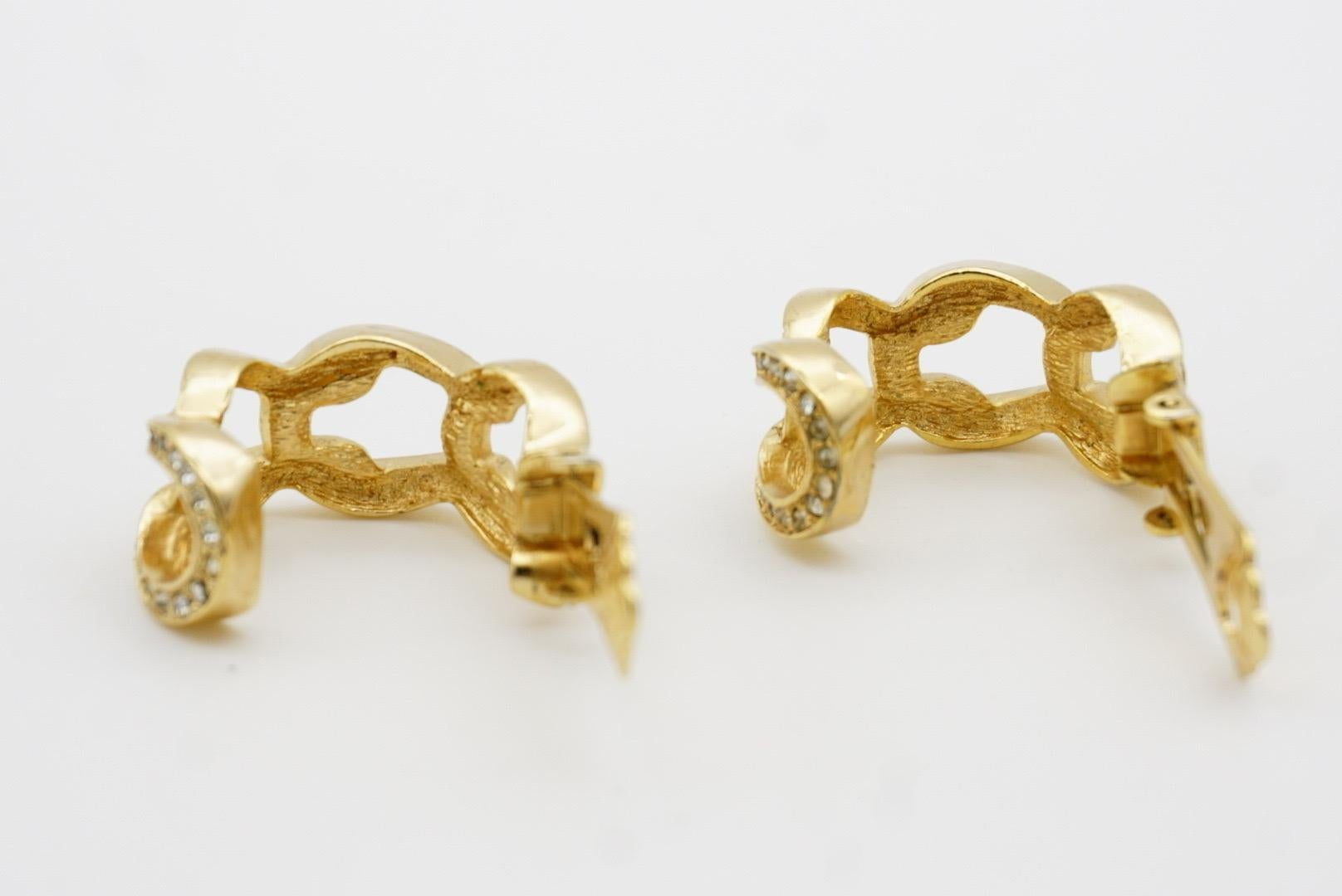 Christian Dior Vintage 1980s Large Four Interlocked Crystals Rope Clip Earrings For Sale 6