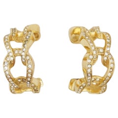 Christian Dior Vintage 1980s Large Four Interlocked Crystals Rope Clip Earrings