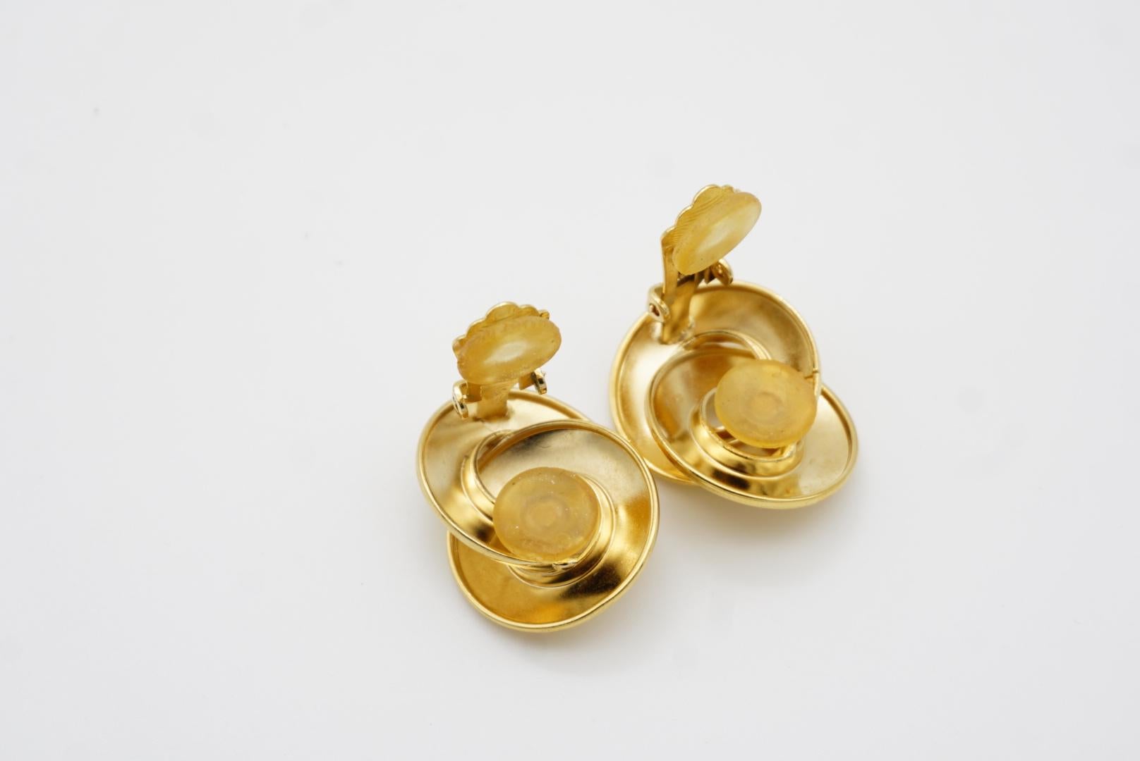 Christian Dior Vintage 1980s Large Glow Circle Hoop Interlocked Clip On Earrings For Sale 9
