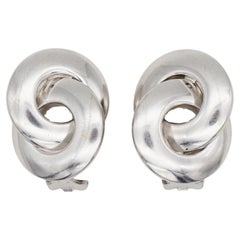 Christian Dior Vintage anni '80 Orecchini d'argento a cerchio grandi e luminosi con incastro
