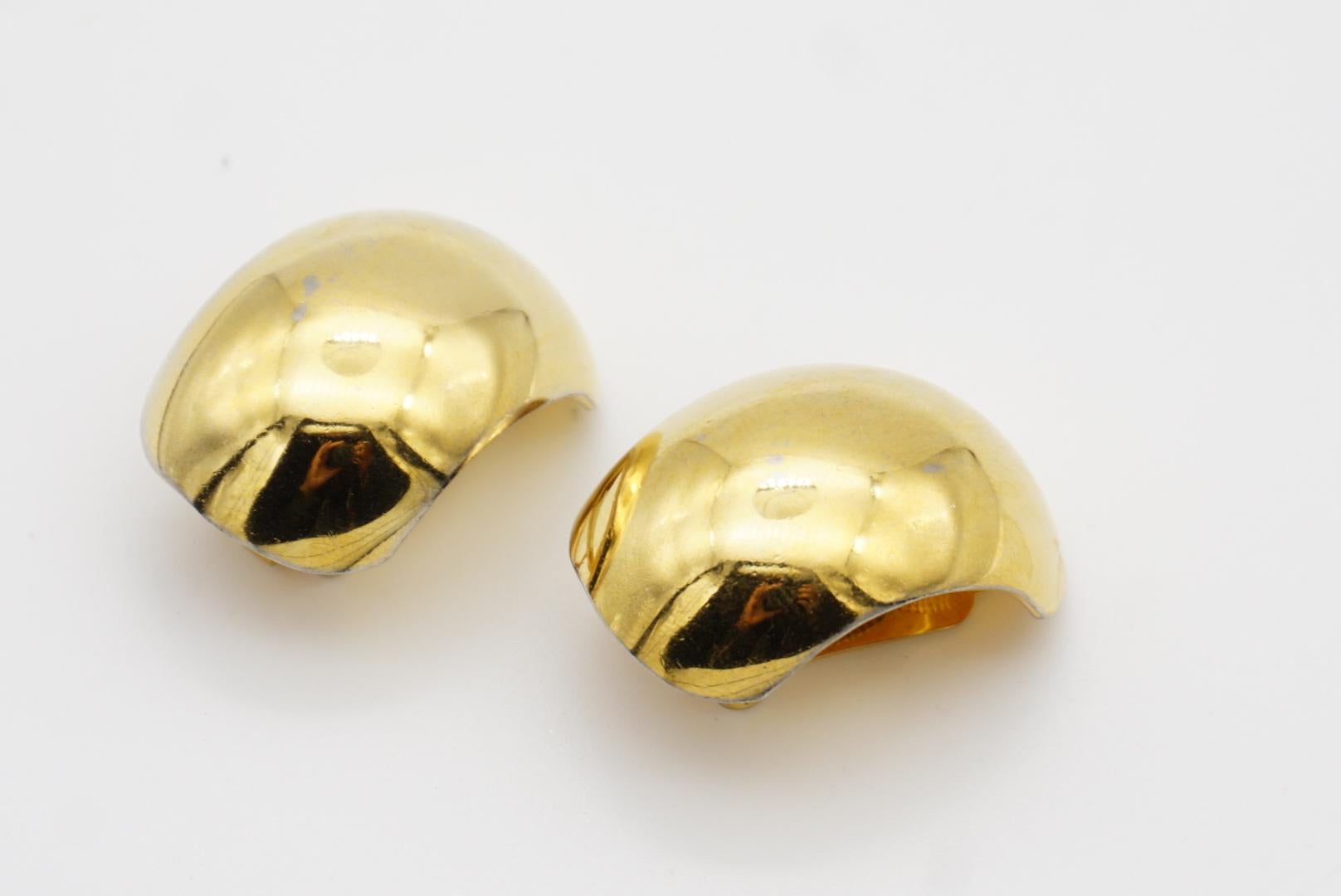 Christian Dior Vintage 1980s Large Glow Demi Dome Hoop Semi Circle Clip Earrings For Sale 5