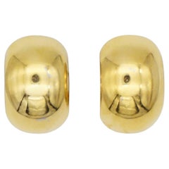 Christian Dior Vintage 1980s Large Glow Demi Dome Hoop Semi Circle Clip Earrings