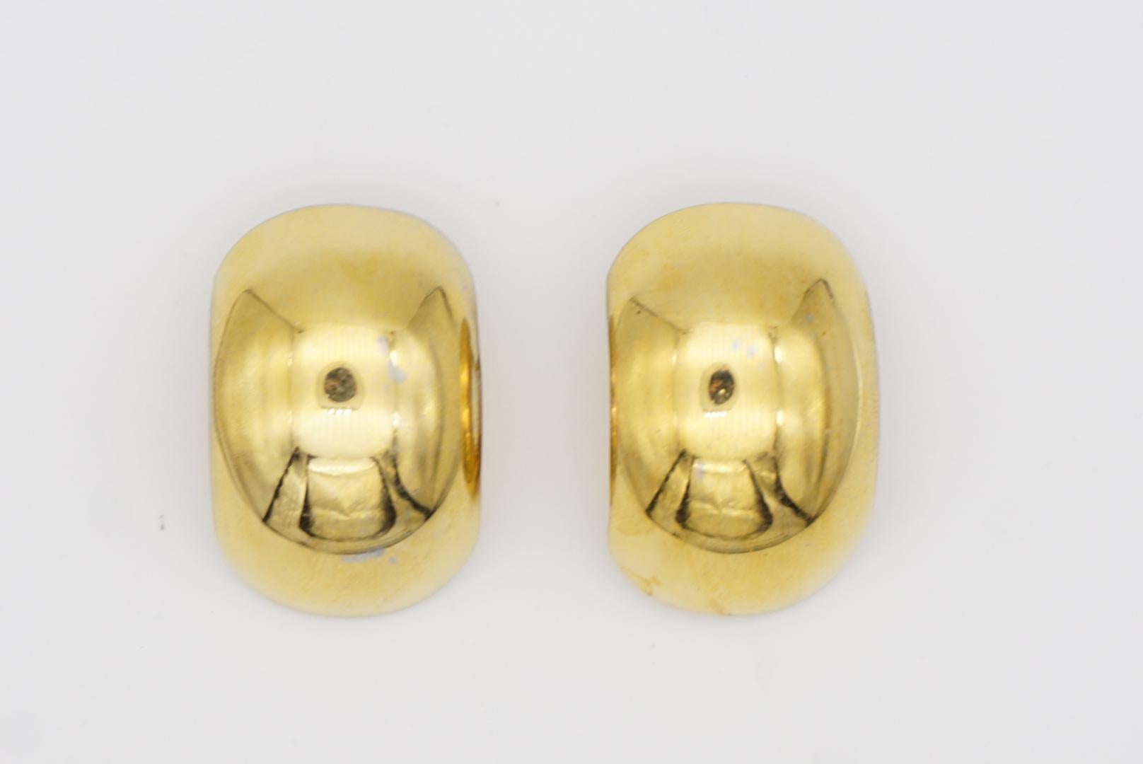 Christian Dior Vintage 1980s Large Glow Demi Dome Hoop Semi Circle Clip Earrings For Sale 3