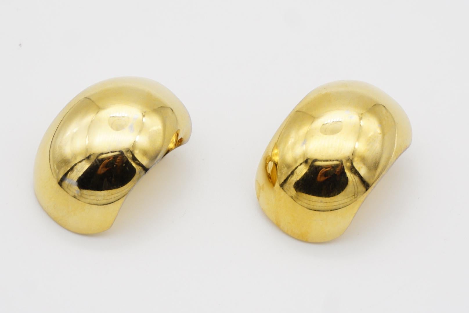 Christian Dior Vintage 1980s Large Glow Demi Dome Hoop Semi Circle Clip Earrings For Sale 4