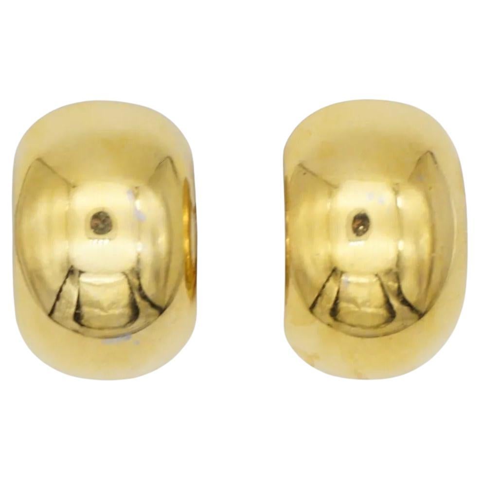 Christian Dior Vintage 1980s Large Glow Demi Dome Hoop Semi Circle Clip Earrings For Sale