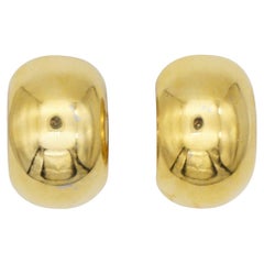 Christian Dior Vintage 1980s Large Glow Demi Dome Hoop Semi Circle Clip Earrings