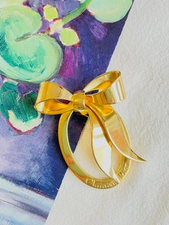 Christian Dior Vintage 1980s Logo Monogram Floppy Bow insignia Ribbon Brooch