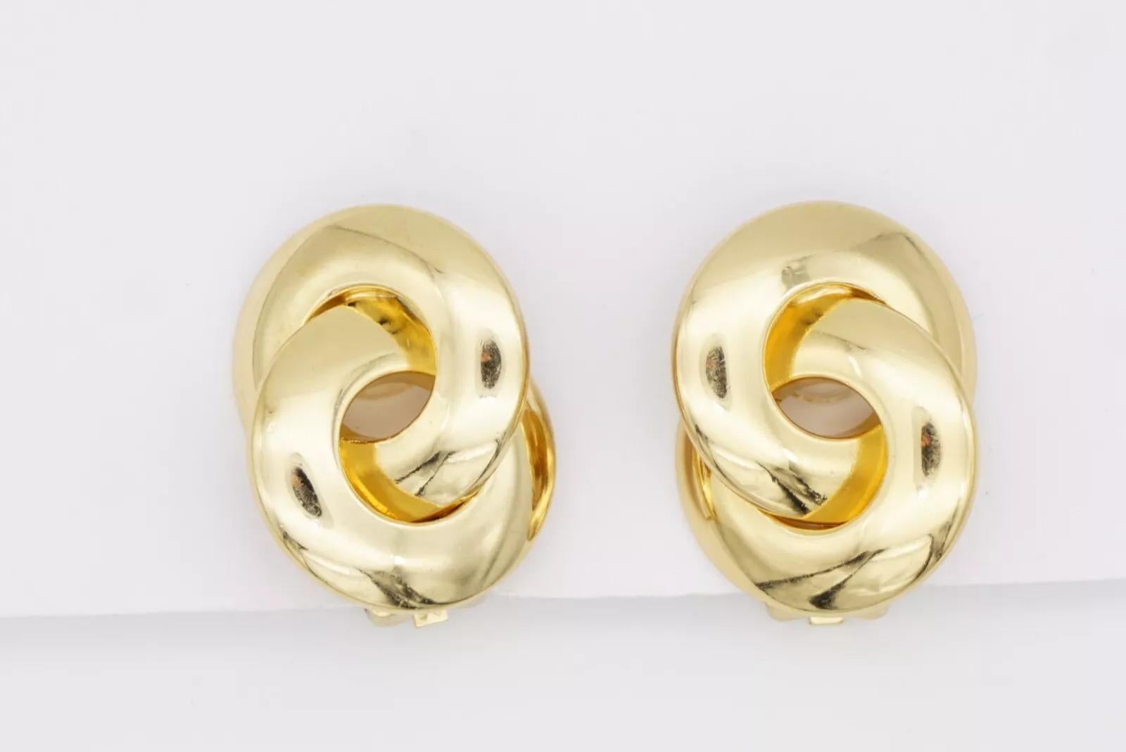 Christian Dior Vintage Años 80 Grandes Pendientes de clip de nudo entrelazado Glow Twist en venta 13
