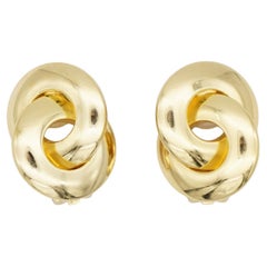 Christian Dior Vintage 1980s Large Glow Twist Intertwined Knot Clip Earrings