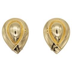 Christian Dior Vintage 1980s Large Glow Water Tear Drop Triangle Clip Earrings