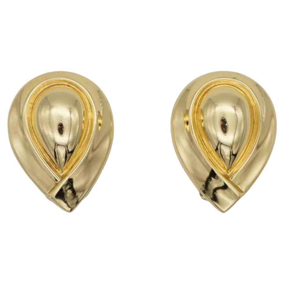 Christian Dior Vintage 1980s Large Glow Water Tear Drop Triangle Clip Earrings For Sale
