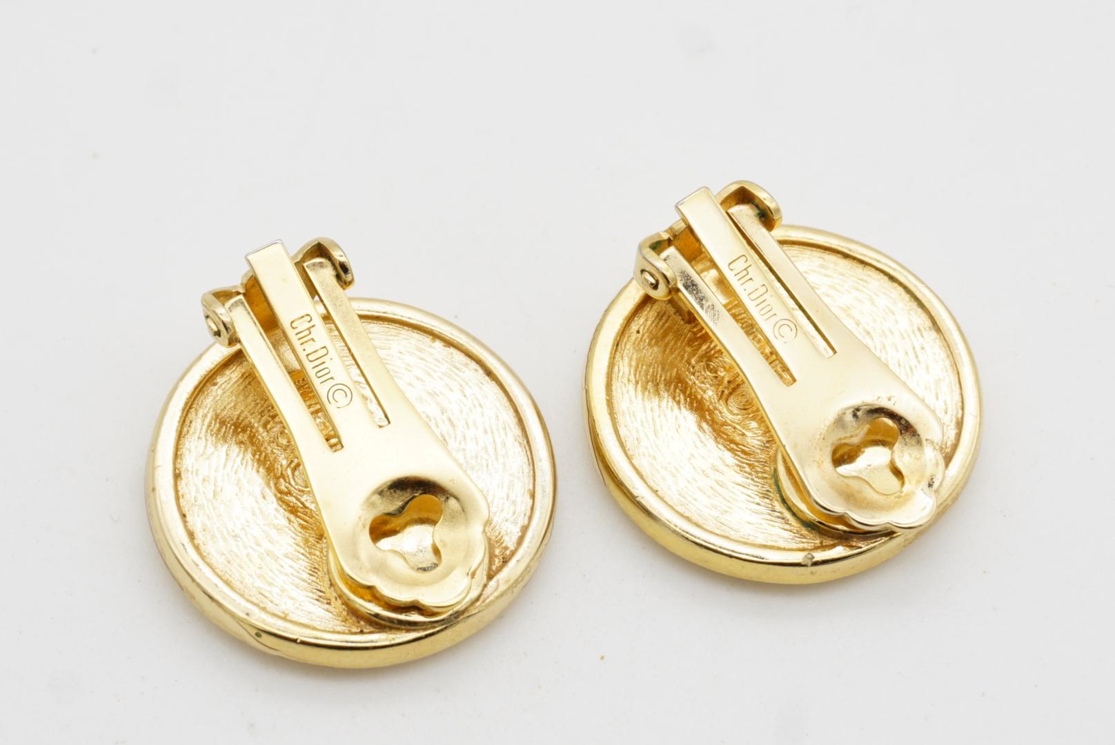 Christian Dior Vintage 1980s Large Insignia Initial Monogram Logo Clip Earrings For Sale 6