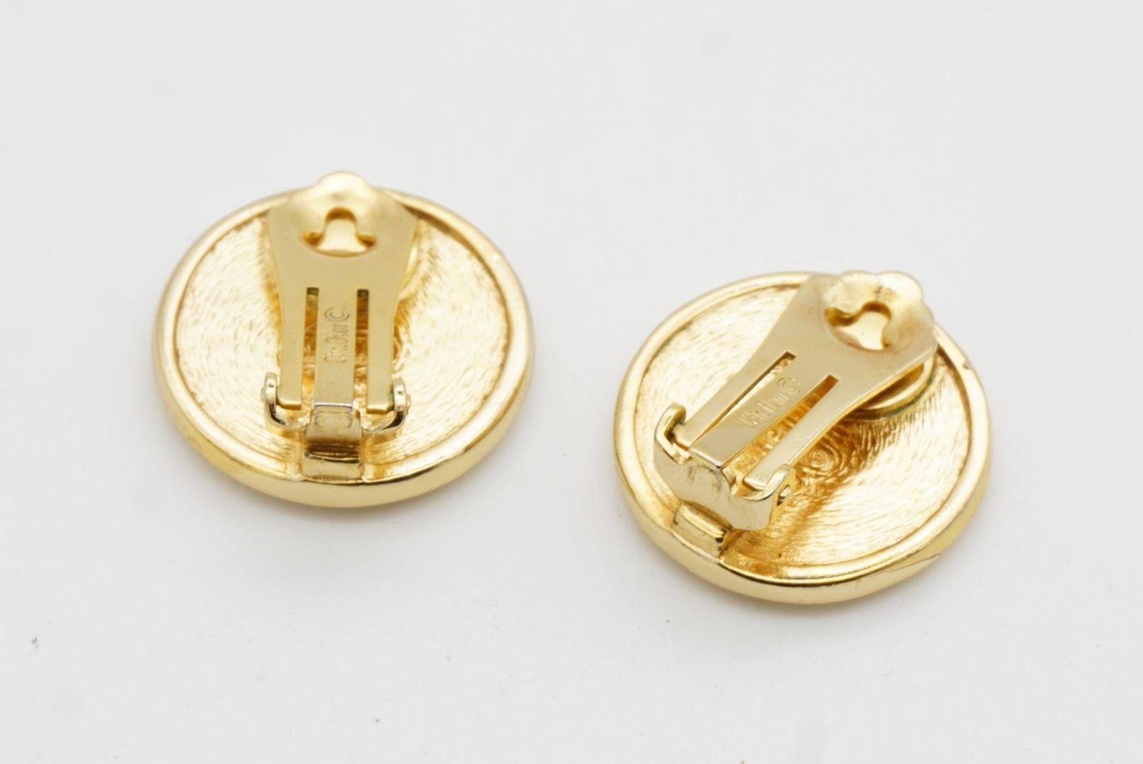 Christian Dior Vintage 1980s Large Insignia Initial Monogram Logo Clip Earrings For Sale 7