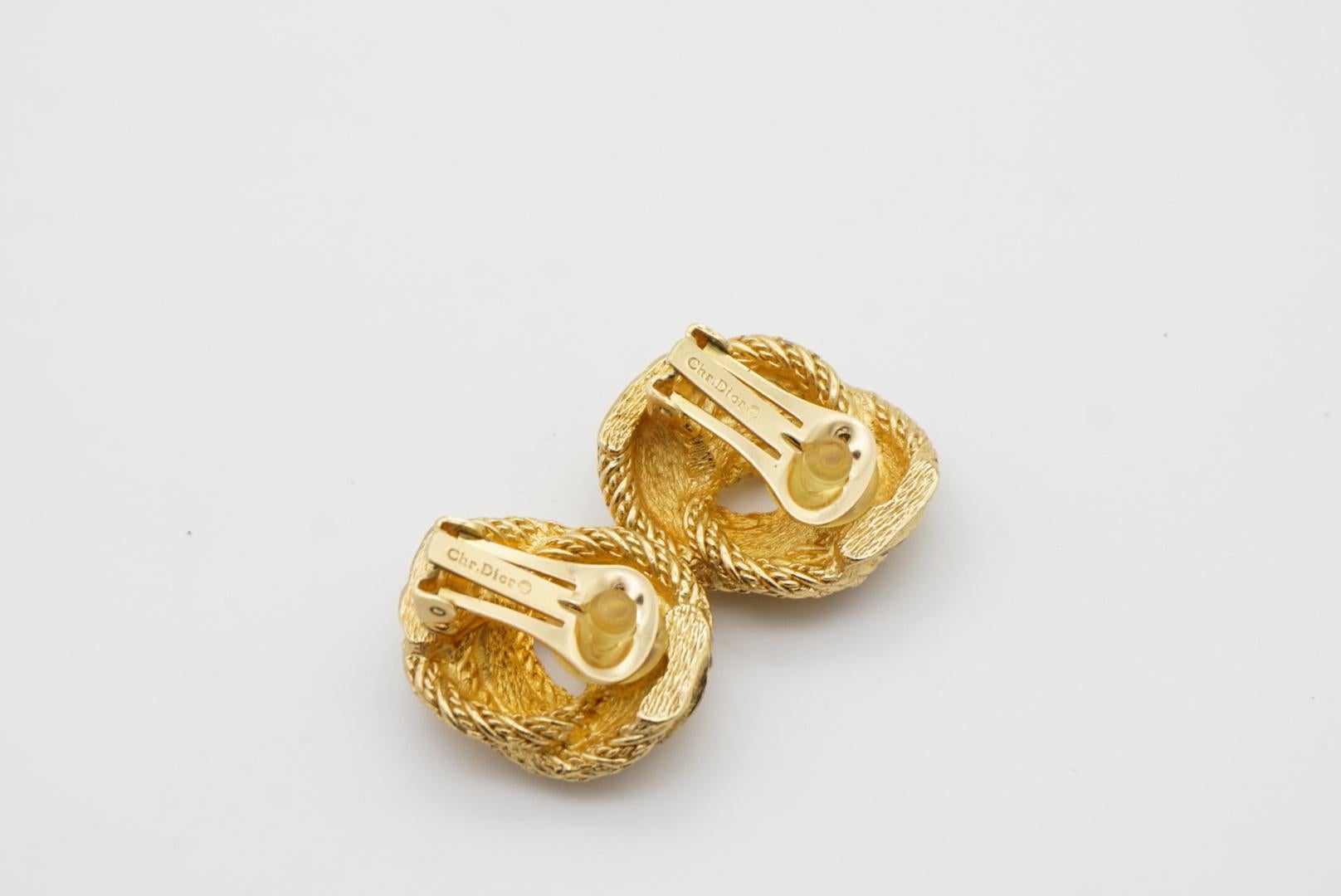 Christian Dior Vintage 1980s Large Knot Twist Swirl Rope Crystals Clip Earrings 6