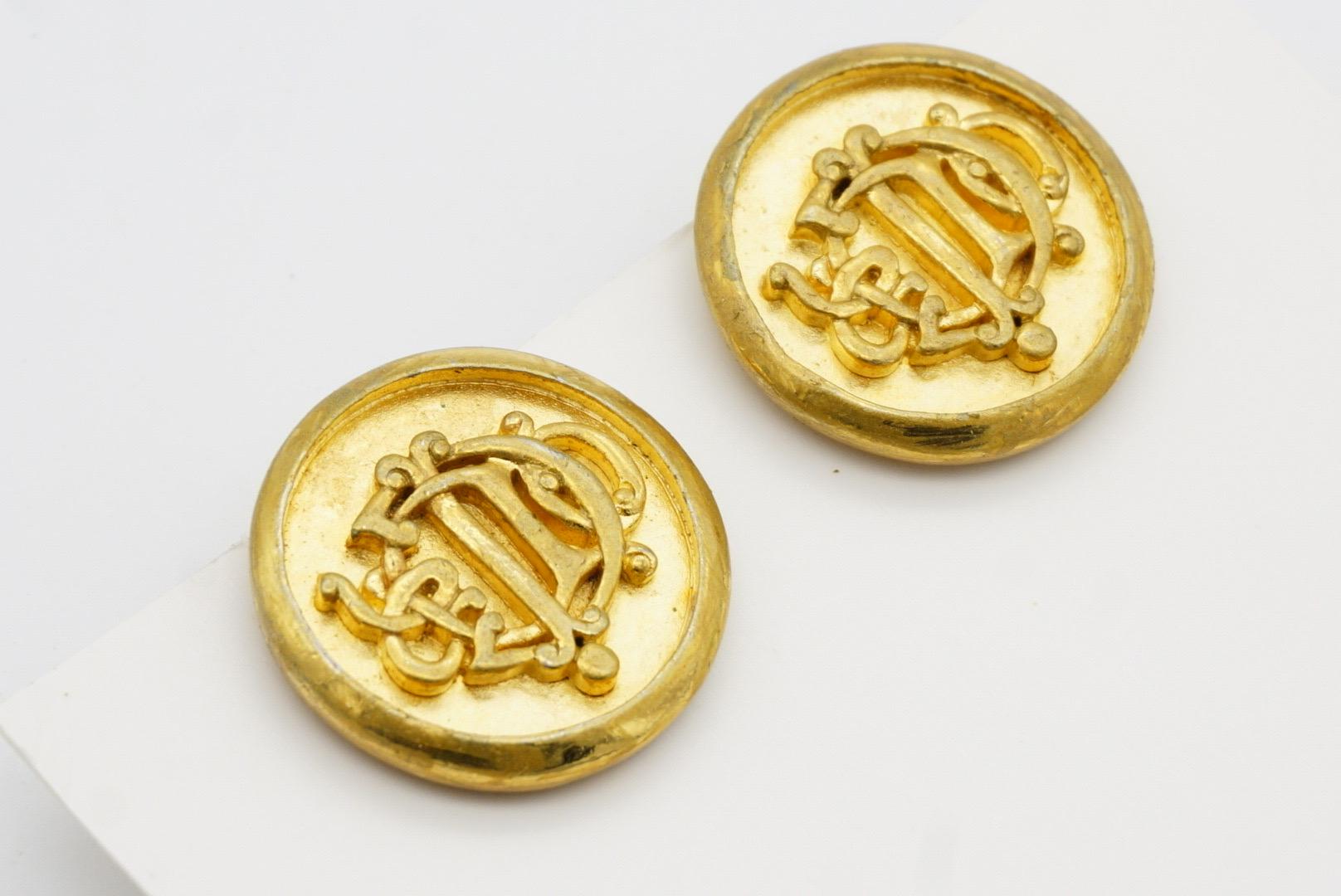 Christian Dior Vintage 1980er Jahre Großes Logo Insignia Initial Monogramm Clip-Ohrringe im Angebot 5