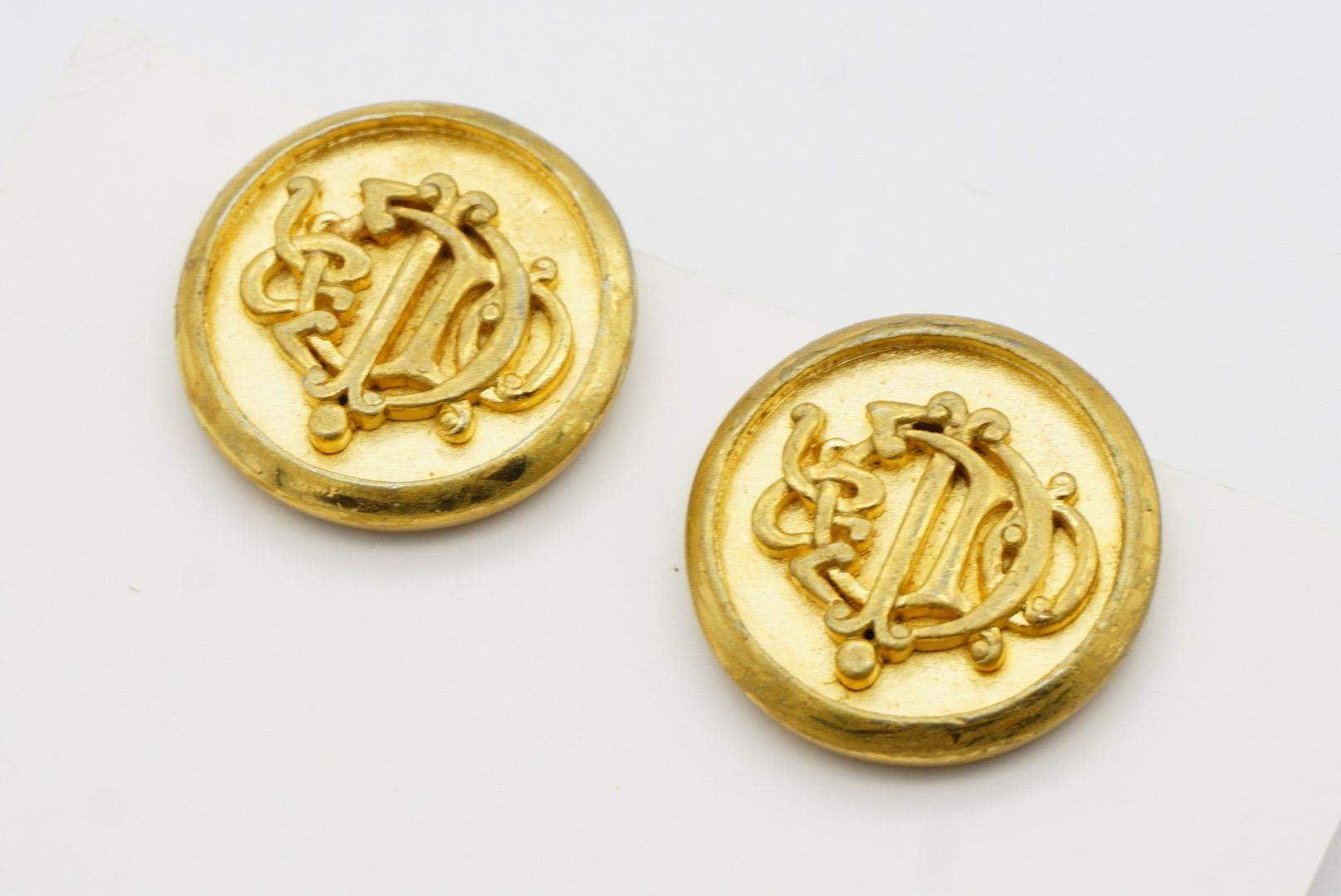 Christian Dior Vintage 1980er Jahre Großes Logo Insignia Initial Monogramm Clip-Ohrringe im Angebot 6