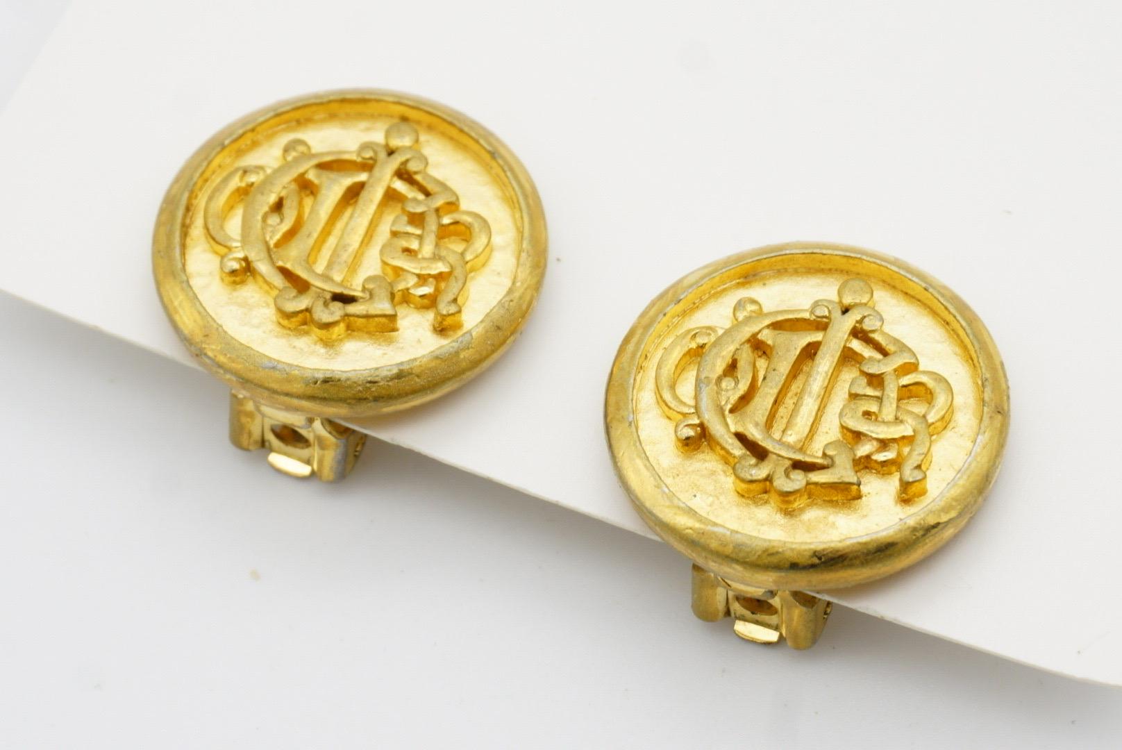 Christian Dior Vintage 1980er Jahre Großes Logo Insignia Initial Monogramm Clip-Ohrringe im Angebot 7