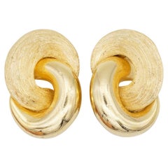 Christian Dior Vintage 1980s Large Matte Glow Knot Interlocked Clip Earrings