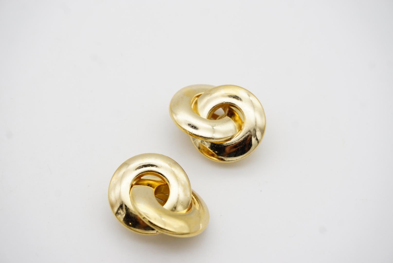 Christian Dior Vintage 1980er Jahre Große modernistische Interlock Glow Hoop Clip-Ohrringe 5