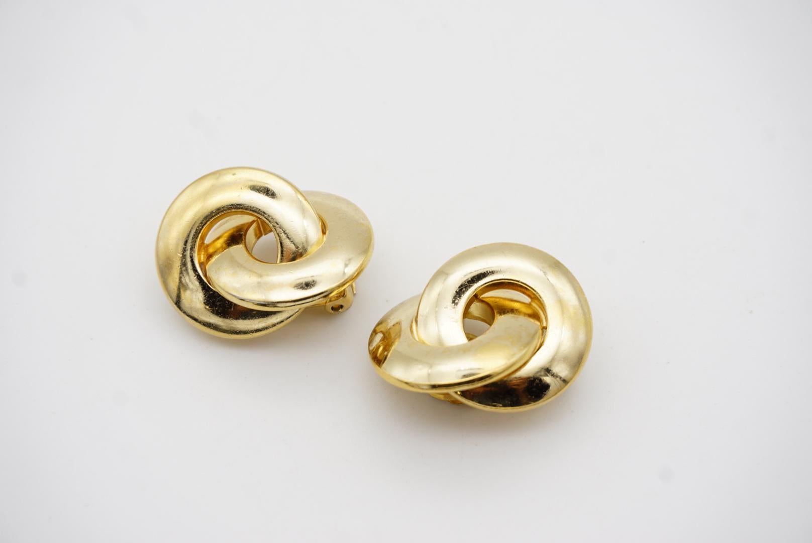 Christian Dior Vintage 1980er Jahre Große modernistische Interlock Glow Hoop Clip-Ohrringe im Angebot 6