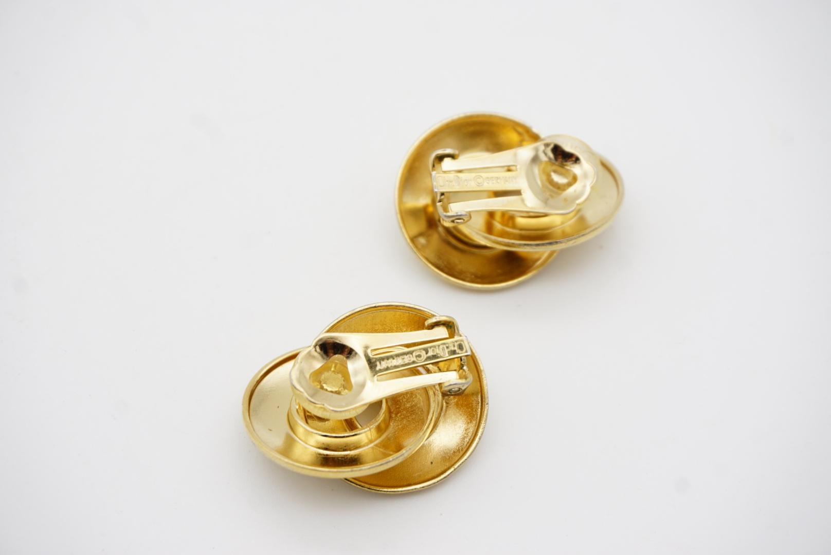Christian Dior Vintage 1980er Jahre Große modernistische Interlock Glow Hoop Clip-Ohrringe 7