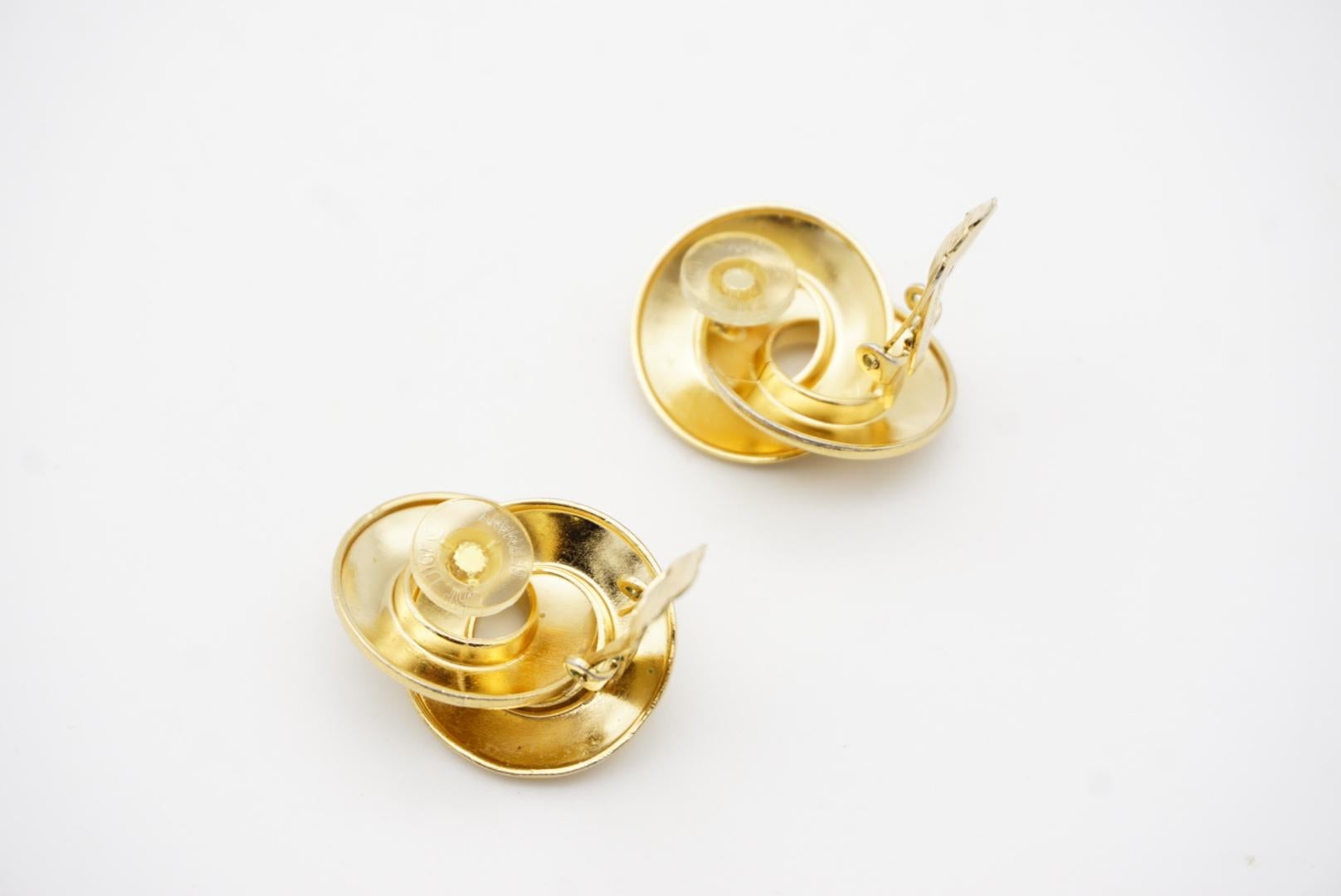 Christian Dior Vintage 1980er Jahre Große modernistische Interlock Glow Hoop Clip-Ohrringe 8