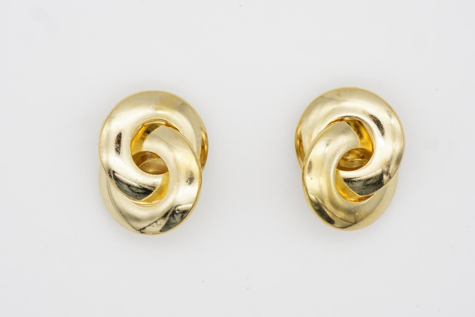 Christian Dior Vintage 1980er Jahre Große modernistische Interlock Glow Hoop Clip-Ohrringe 3