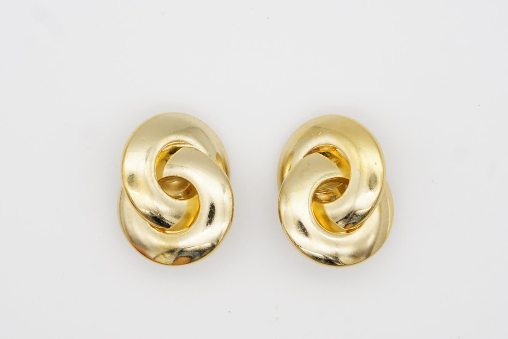 Christian Dior Vintage 1980er Jahre Große modernistische Interlock Glow Hoop Clip-Ohrringe 4