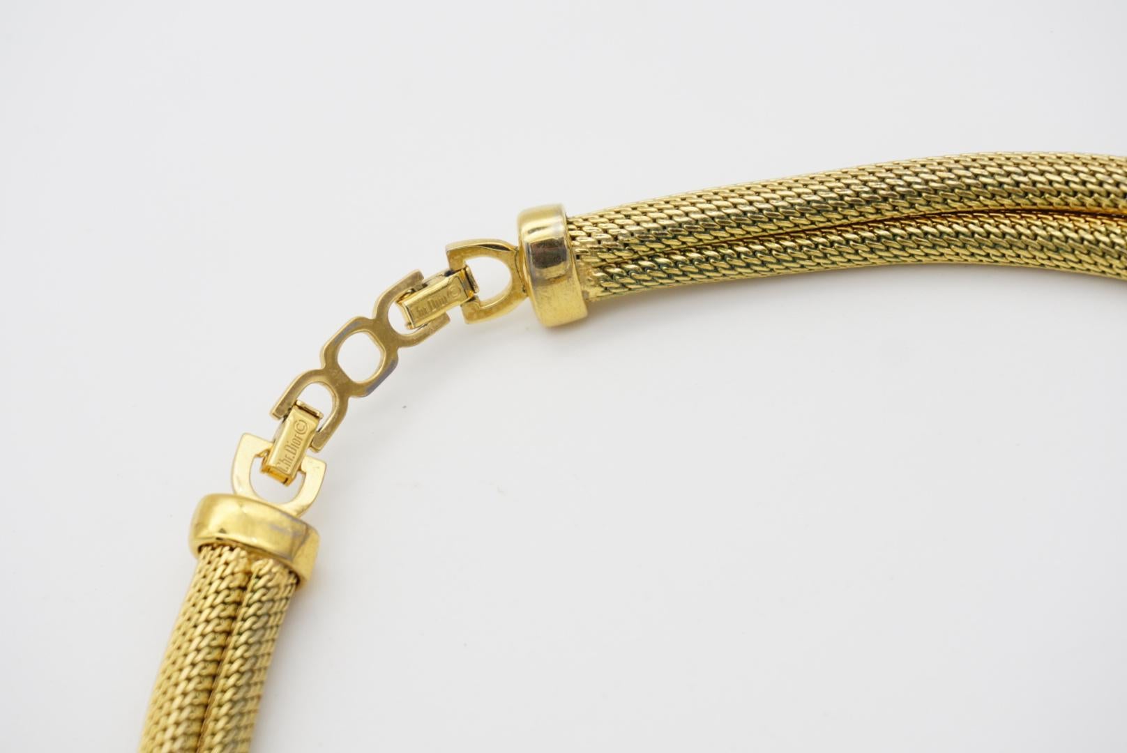 Christian Dior Vintage 1980s Large Oval White Pearl Snake Omega Gold Necklace For Sale 6