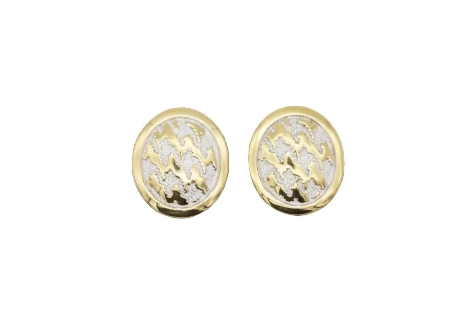 Christian Dior Vintage 1980er Jahre Große silbergraue Ripple Oval Glow Clip-Ohrringe im Angebot 7