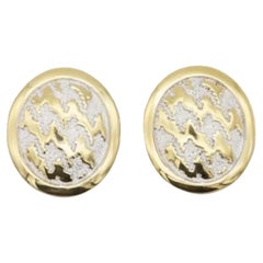 Christian Dior Vintage 1980s Large Silver Grey Ripple Oval Glow Clip Earrings