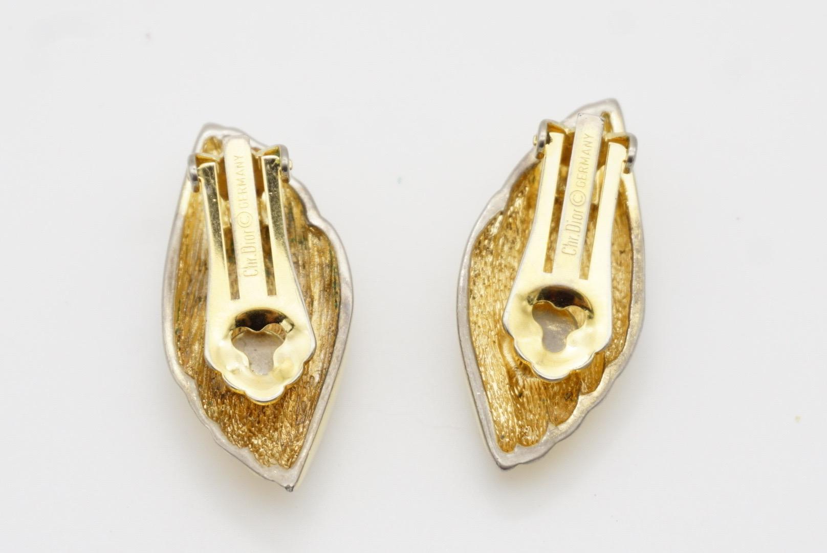 Christian Dior Vintage 1980s Large Spiral Shell Leaf Modernist Clip Earrings For Sale 7