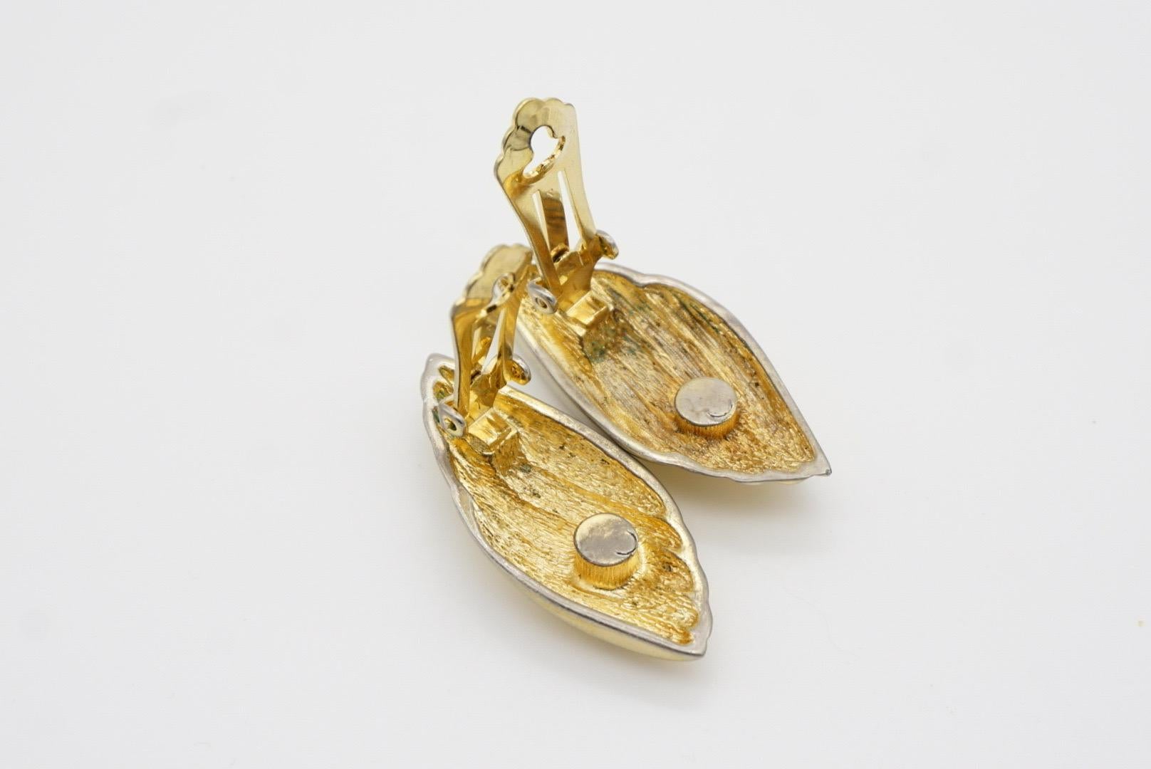 Christian Dior Vintage 1980s Large Spiral Shell Leaf Modernist Clip Earrings 8