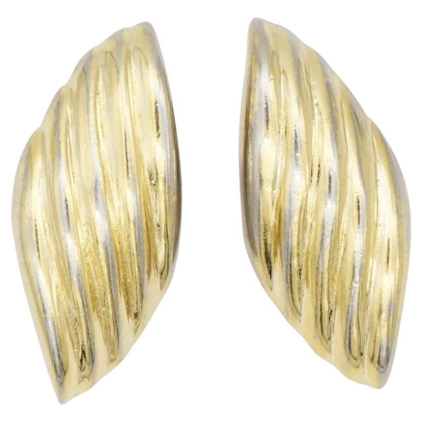 Christian Dior Vintage 1980s Large Spiral Shell Leaf Modernist Clip Earrings For Sale