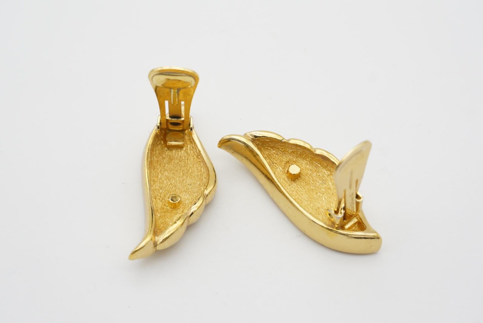 Christian Dior Vintage 1980er Jahre Große strukturierte Flügel-Feuer-Ohrclips aus Gold im Angebot 6