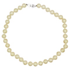 Christian Dior Vintage 1980s Large White Round Beads Pearls Logo CD Necklace