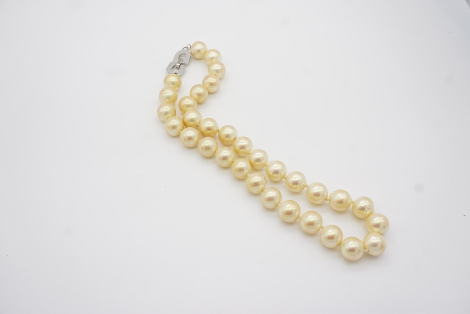 Christian Dior Vintage 1980s Large White Round Pearls Logo CD Crystals Necklace For Sale 6