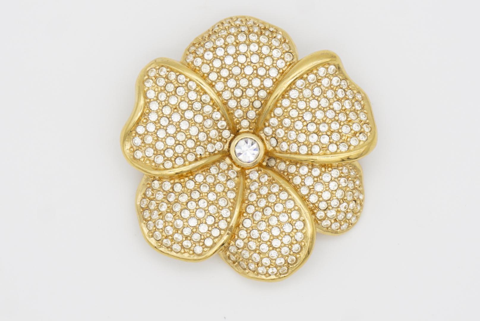Christian Dior Vintage anni '80 Spilla a forma di fiore con cristalli grandi e lucenti 3